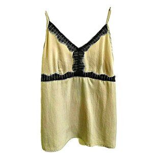 19 COOPER  Strap Loose Fit Boho Tank Top Size S Silver Gray Black Lace Trim  NWT